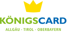 Königscard Gästekarte Logo der KönigsCard mit den Worten "KönigsCard", "Allgäu", "Tirol" und "Oberbayern".